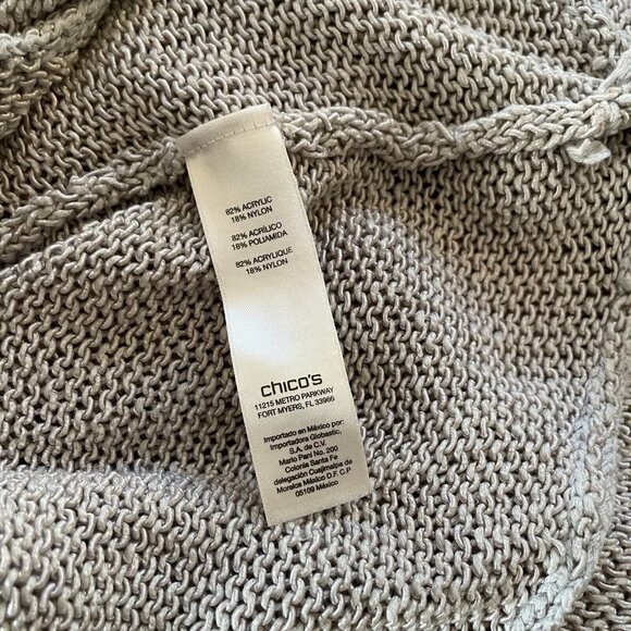 Chico's Women Knit Sweater 3/4 Sleeve Slit Side Asymmetric Hem Neutral Size 0 - Picture 7 of 7